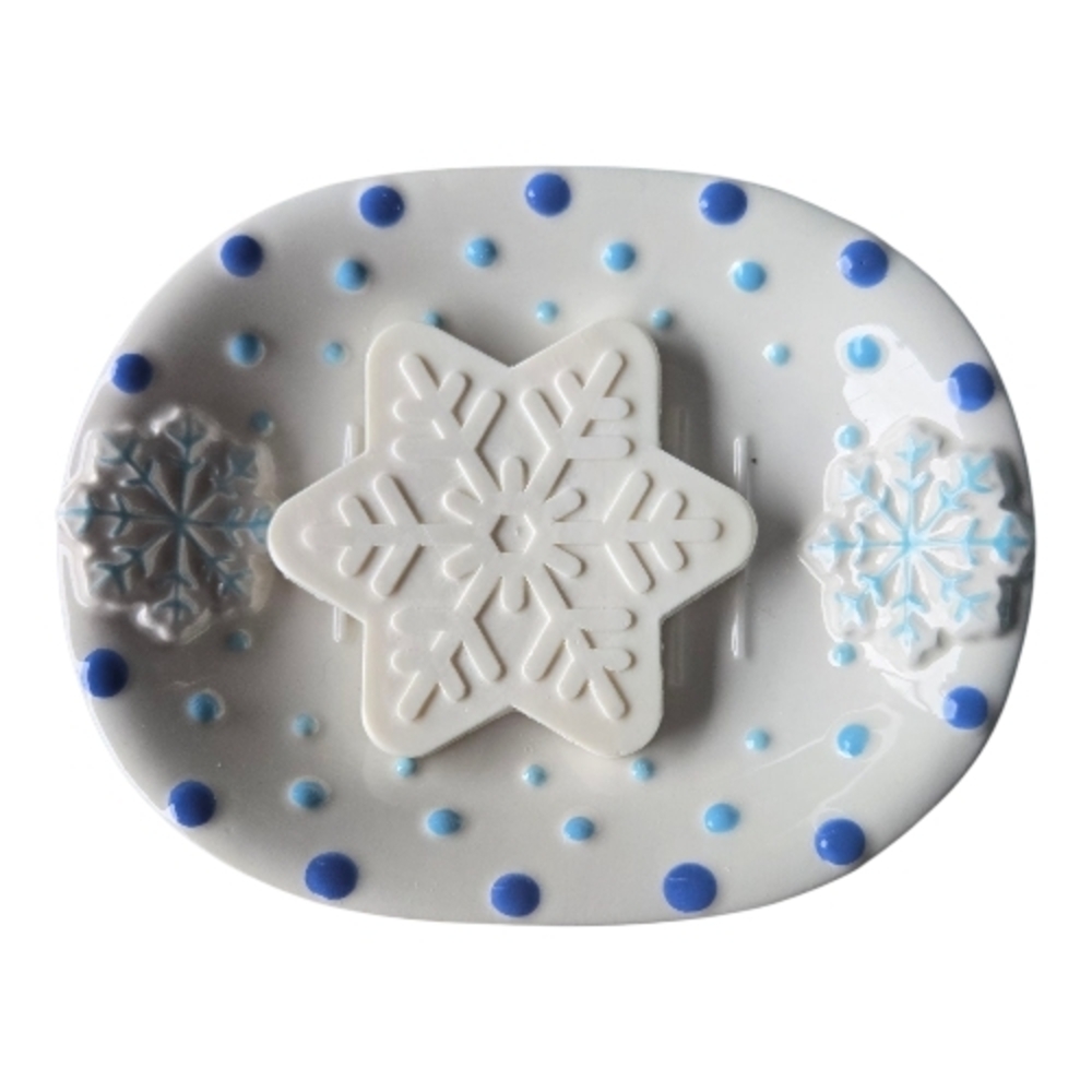 Avon Vintage Winter Snowflake Soap Dish with Molded Snowflake Bar Soap Brand NWT